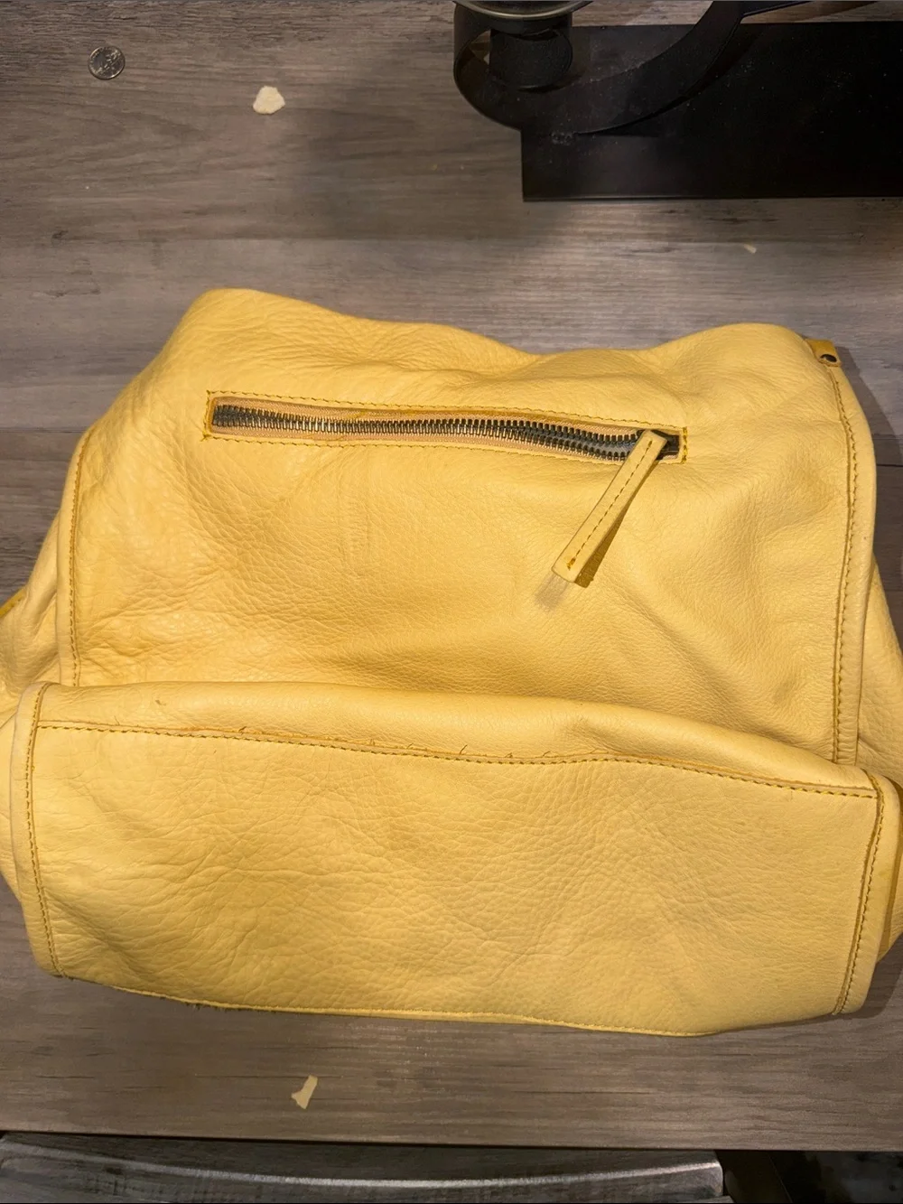 American Leather‎ Co. Yellow Leather Hobo Shoulder Bag Large Soft Pebbled purse